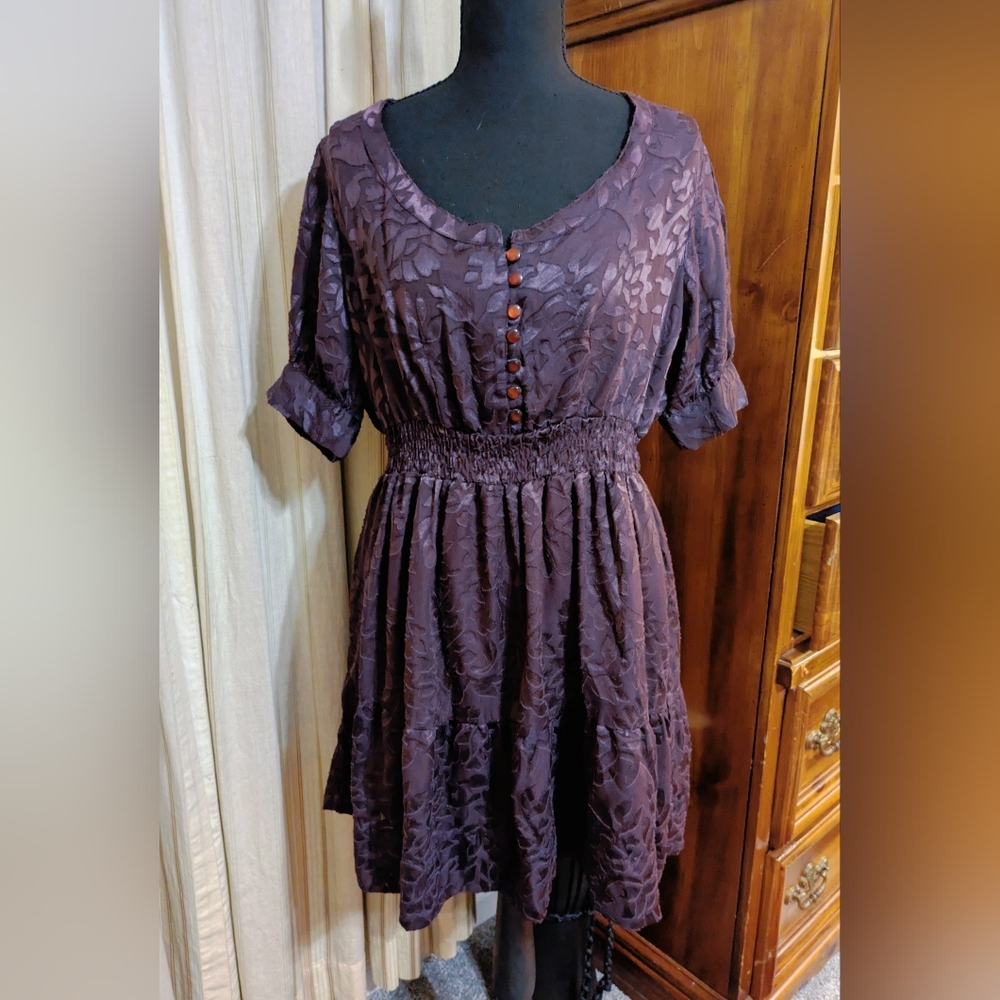 Denim 24/7 Plum Textured Short Sleeve Dress